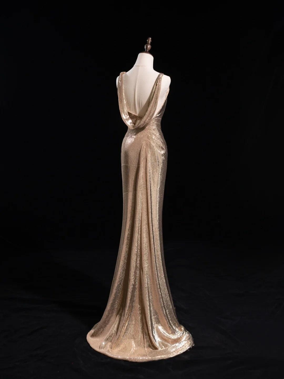 Glitter Mermaid Asymmetrical Neck Sequin Long Prom Dresses Champagne Formal Gowns Inspo Evening Outfit N228
