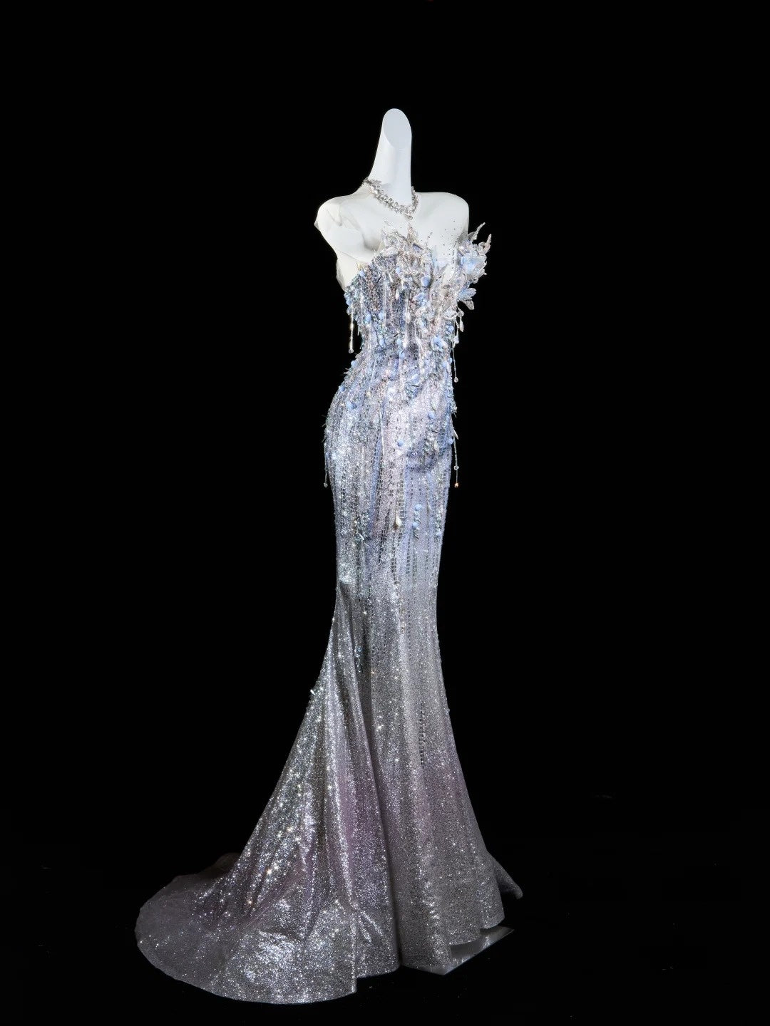 Classic Mermaid Wedding Dresses Sweetheart Silver Gray Sequin With Gem Crystals Brides Dress Bridal Gowns N299