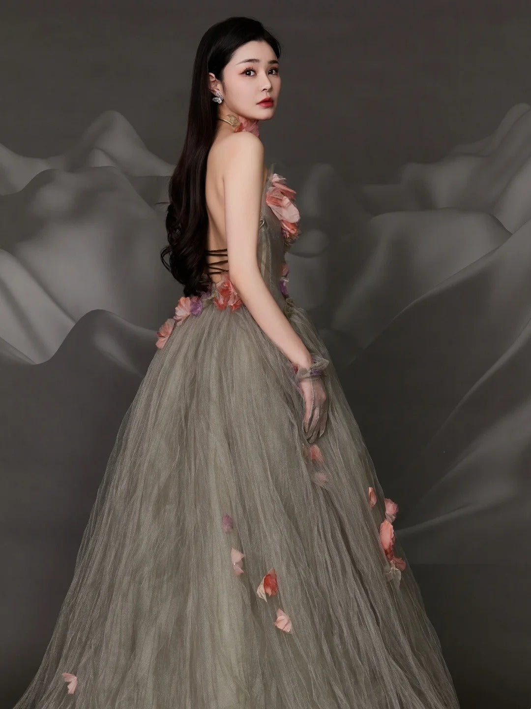Charming Ball Gown Strapless Tulle Long Evening Prom Dresses Floor Length Evening Formal Dress N275