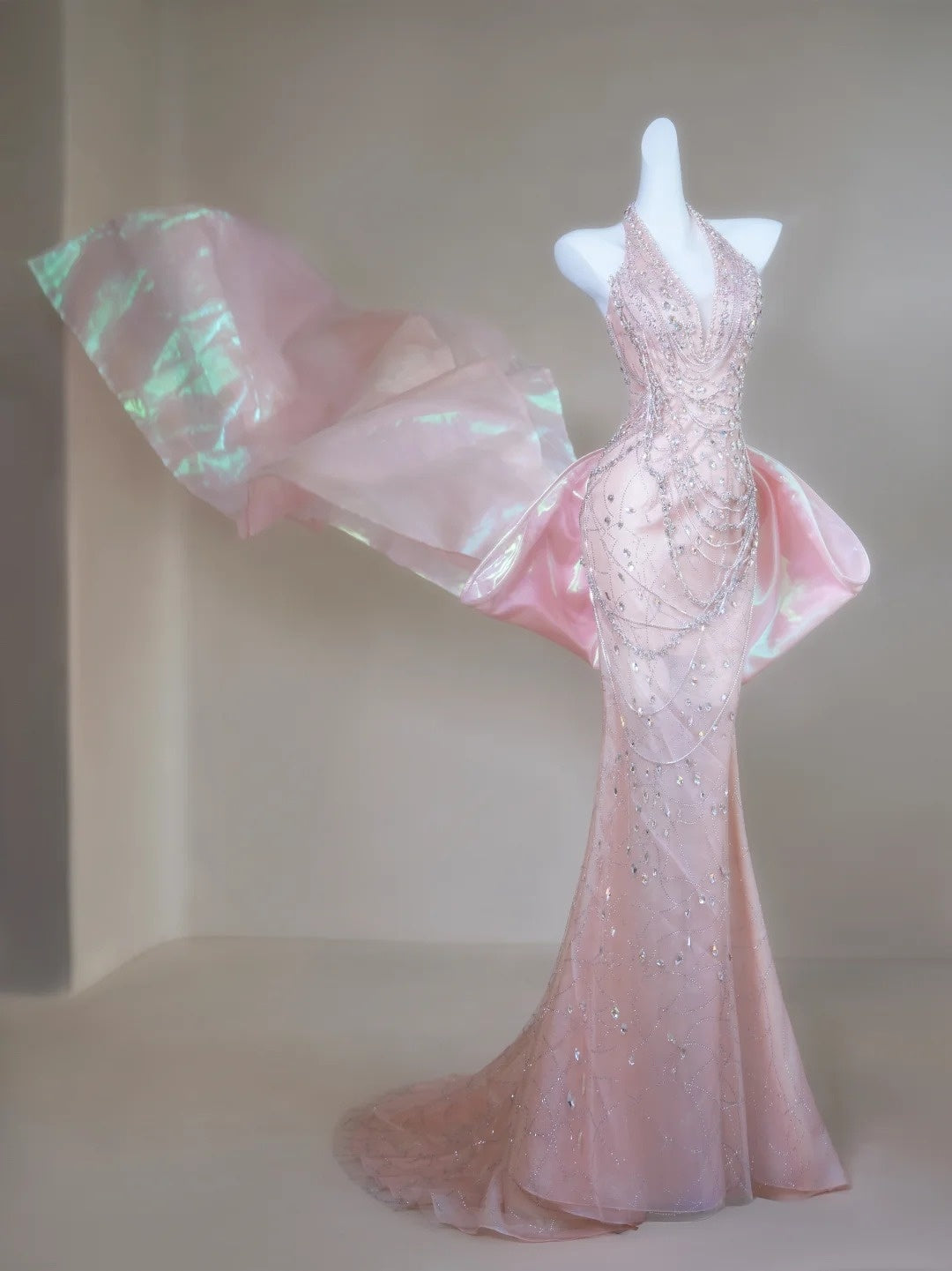 Classy Mermaid Halter Pink Sequin For Senior Teens Girls People Long Prom Dresses Formal Dress 20th Birthday Outfits N135
