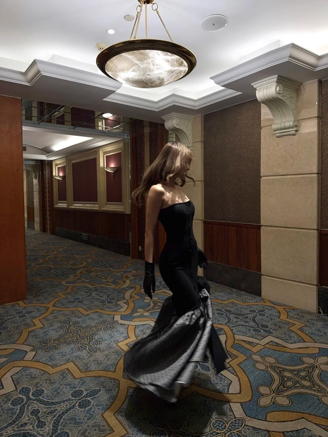 Vintage Mermaid Strapless Black Polka Dots Satin Long Prom Dresses Inspo Semi Formal Gown N696