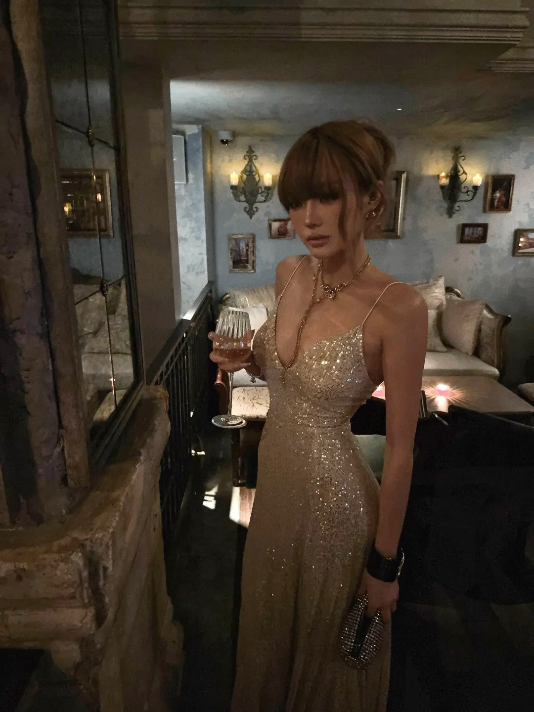 Sparkling Mermaid Spaghetti Strap Champagne Sequined Prom Dress Long Birthday Party Gown Evening Dresses N475