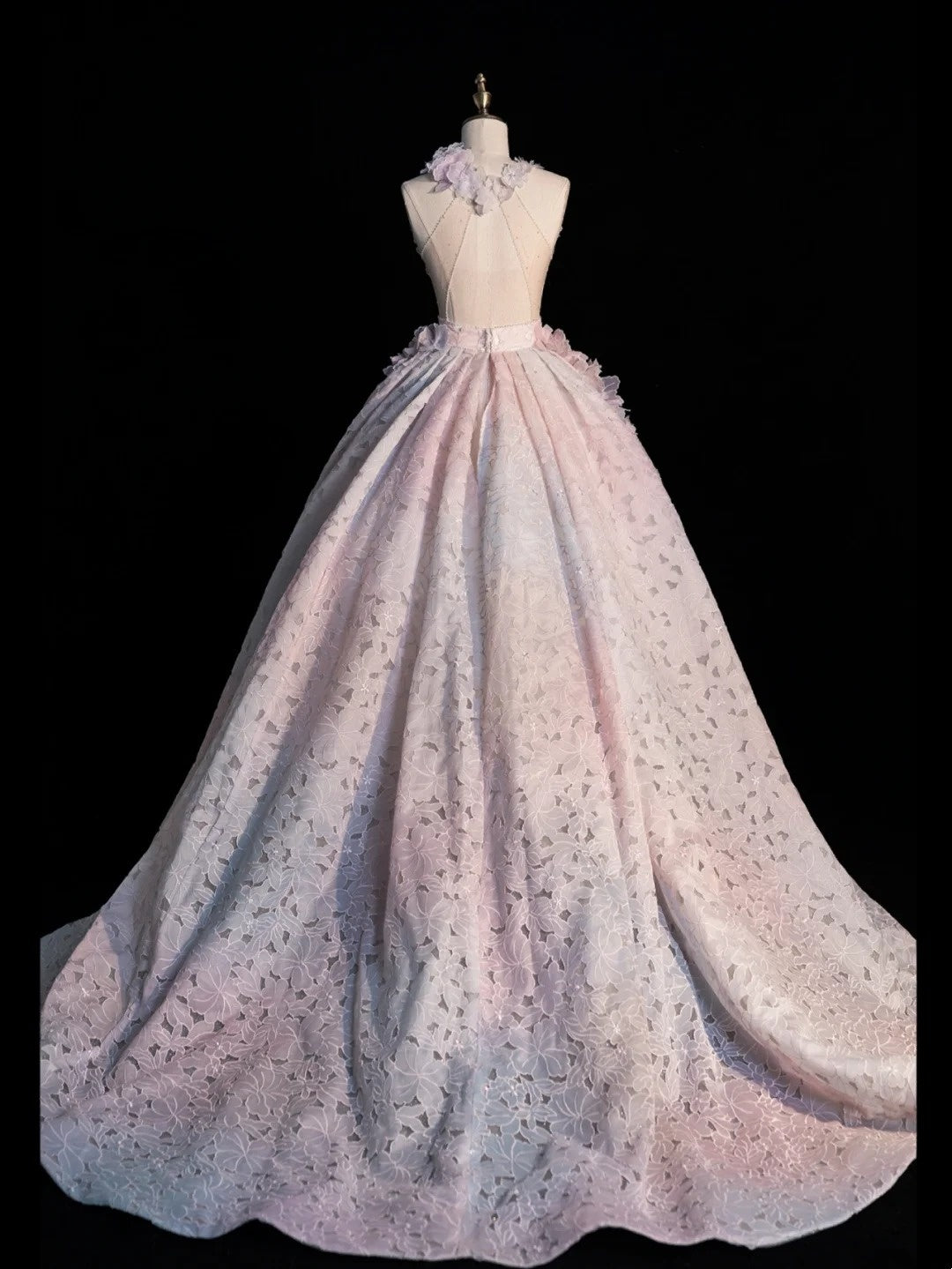 Modest Ball Gown Halter Pink Open Backs With Flowers College Formal Outfit Long Prom Inspo Graduation Dresses N1216