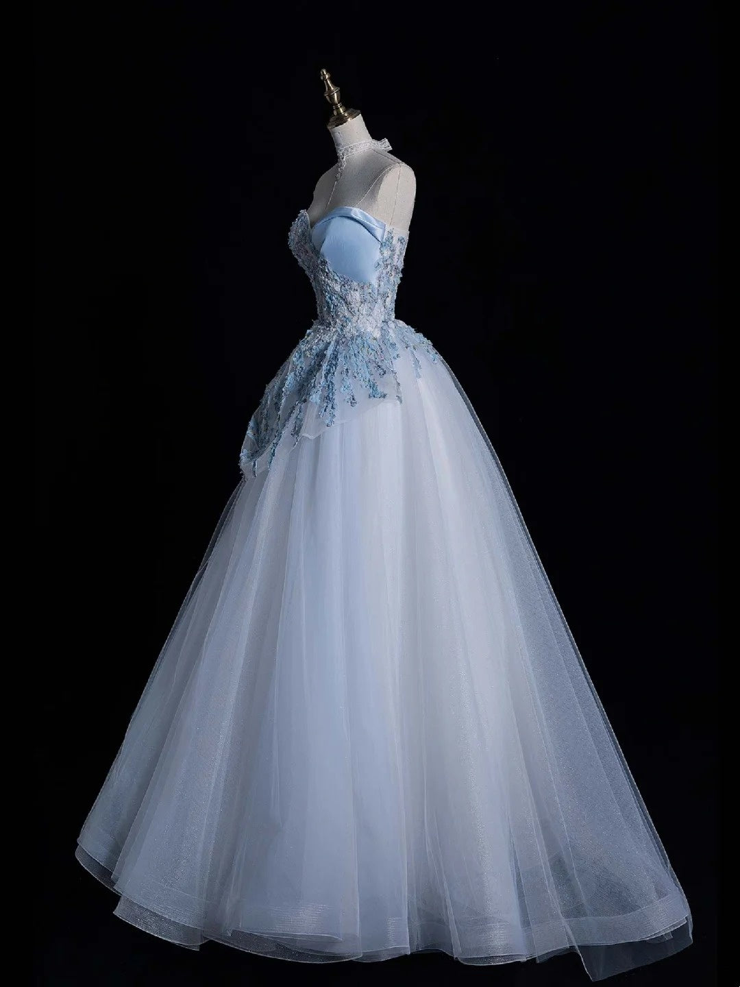 Elegnt Ball Gown Sweetheart Light Sky Blue Tulle Long Prom Dress Fashion Aesthetic High School Formal Dresses Party Outfits Gown N683
