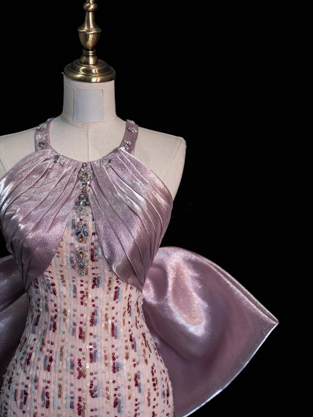 Stunning Mermaid Scoop Pink Sequined Prom Dresses Inspiration Evening Dress Princess Graduation Gown N1077
