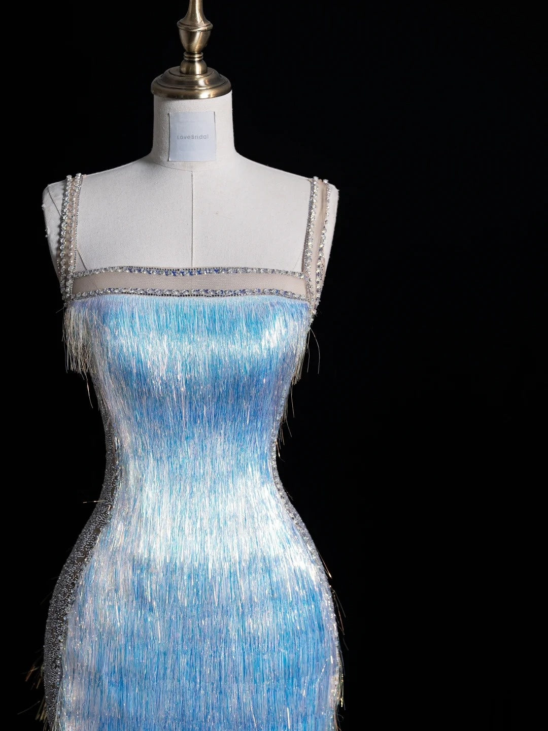 Glittering Mermaid Spaghetti Strap Blue Long Prom Dresses Inspo 18th Birthday Outfits Formal Dress N487