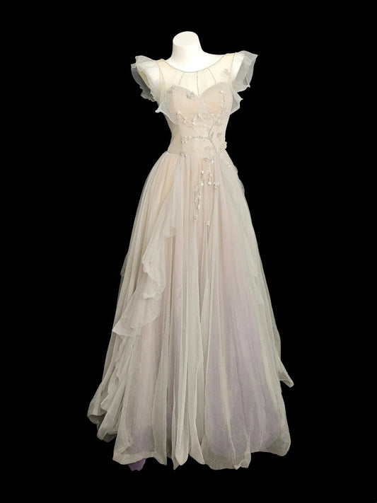 Princess Prom Dresses Formal A Line Scoop Lilac Tulle Long Party Gowns N4530