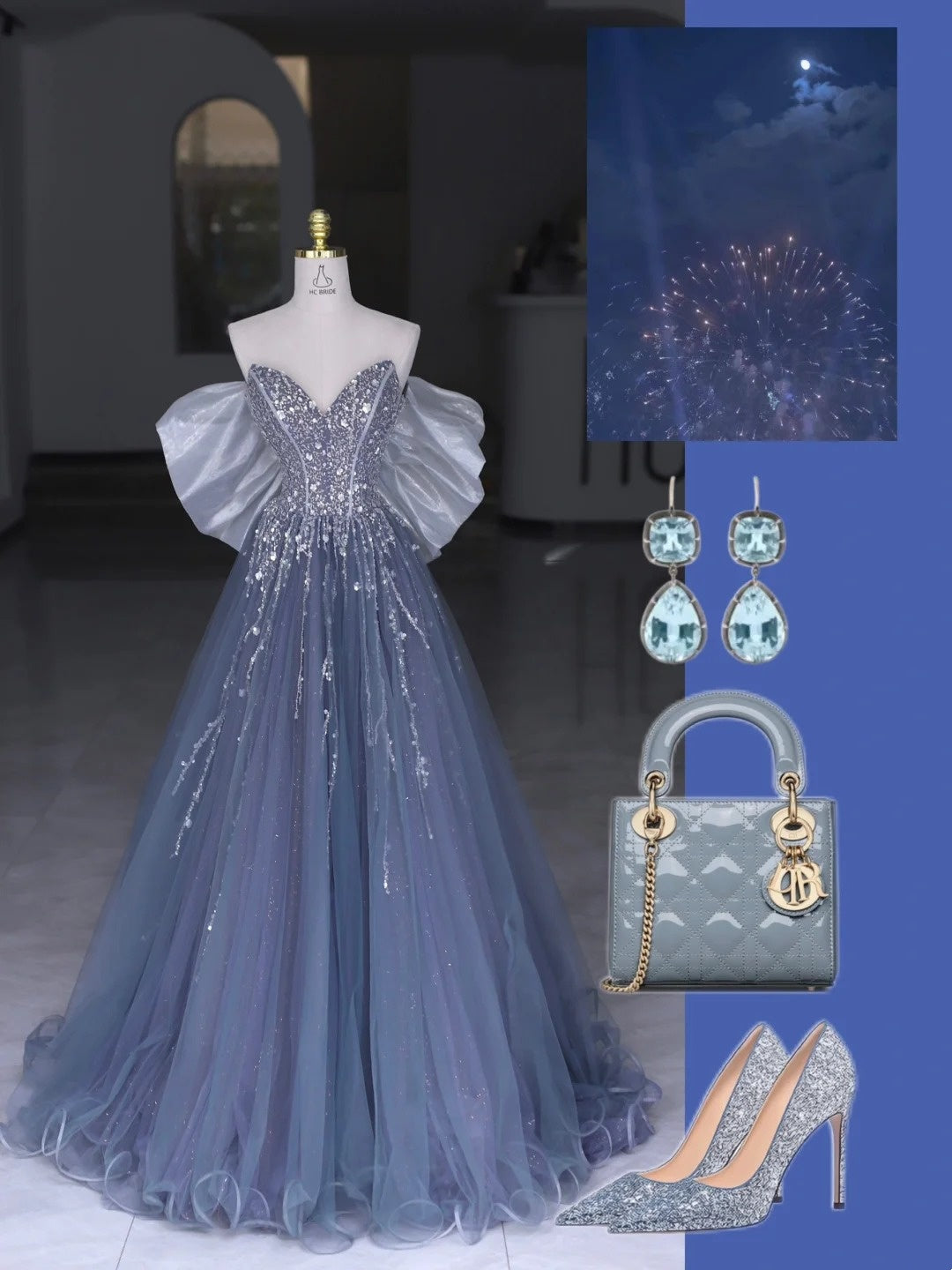 Modest Prom Dresses Ball Gown Sweetheart Grey Tulle Sequined Long Formal Dance Dress N2980
