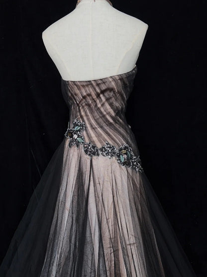 Vintage Prom Dresses Inspo Mermaid Sweetheart 90s Tulle Black Tie Dress With Lace For Women Formal Gowns N3305