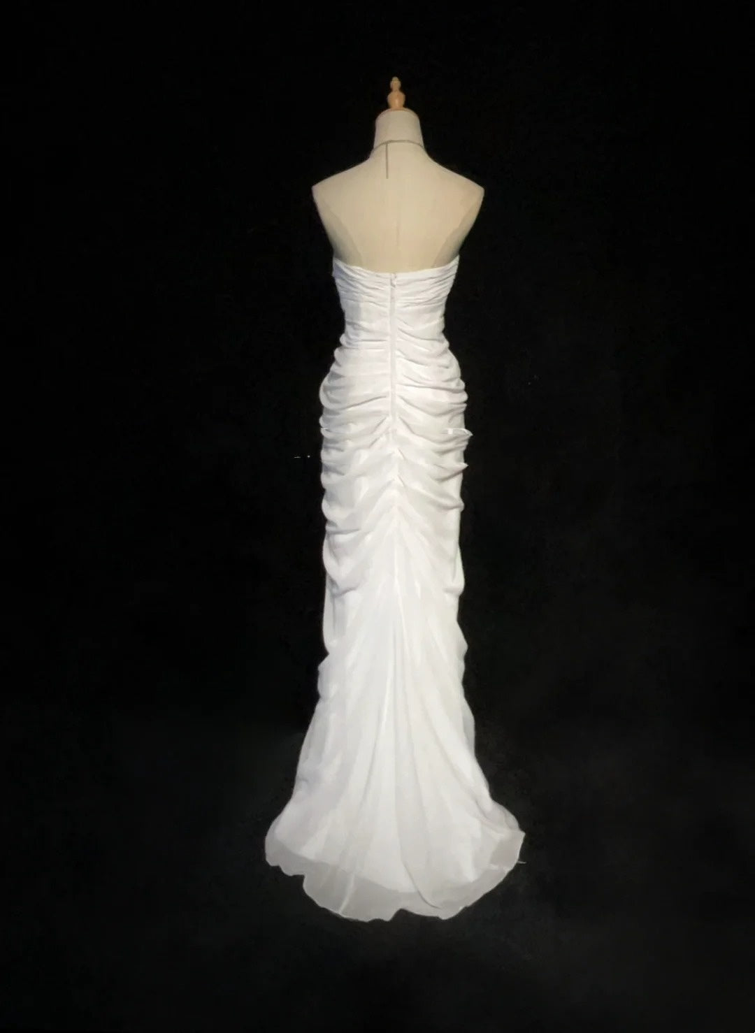 Classy Prom Dresses Mermaid Sweetheart White Chiffon With Ruffle Long Formal Dress N2895