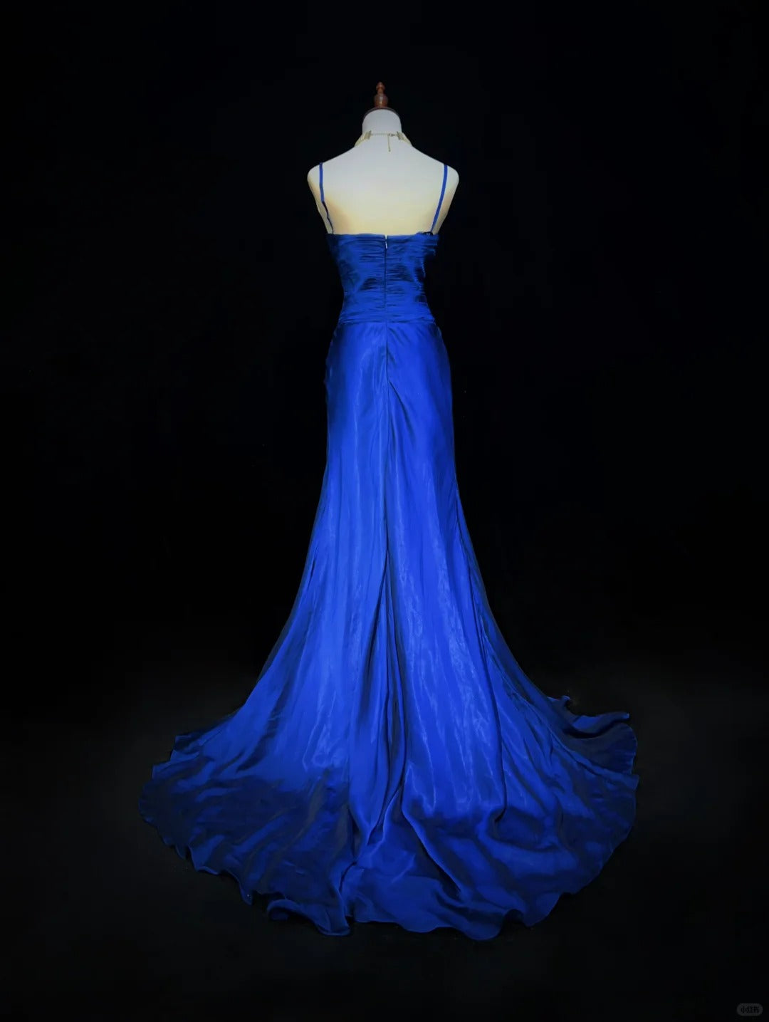 Vintage Prom Dresses Inspo Mermaid Spaghetti Strap Royal Blue With Ruffled 80s Long Formal Gown N2744