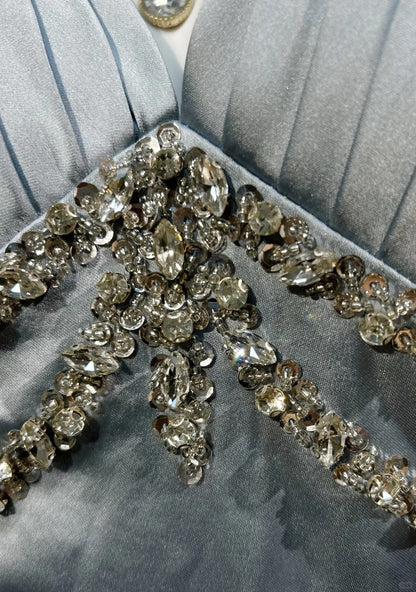 Vintage Prom Dresses 1950s Mermaid Halter Silver Gray With Split Sleeveless Evening Formal Outfits RB4341