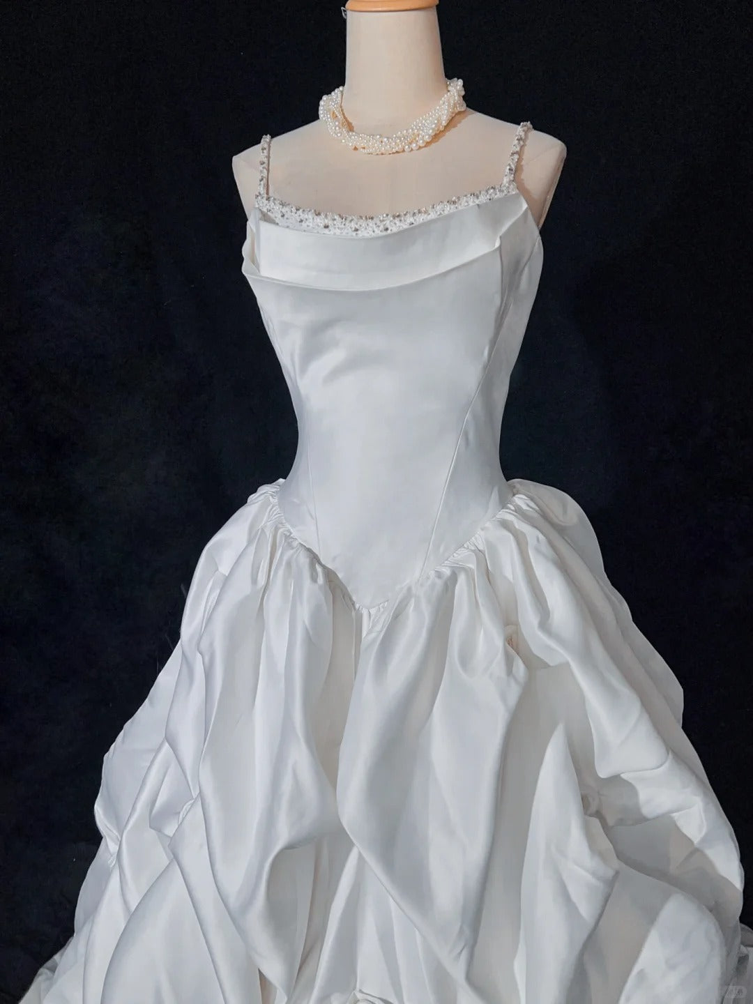 Vintage Prom Dresses Inspo Ball Gown Spaghetti Strap White With Beading For Women Formal Dress N3220