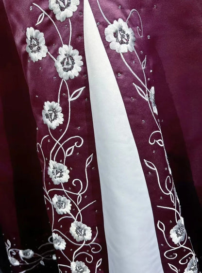 Vintage Prom Dresses Ball Gown Spaghetti Strap Purple Satin With Beading 1950s Long Formal Gown N2593