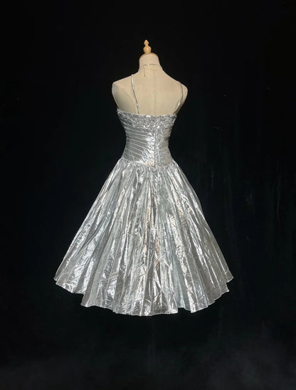 Vintage Ball Gown Spaghetti Strap Gray Knee Length Senior Inspo Birthday 16th Party Outfits Homecoming Dresses RB3952