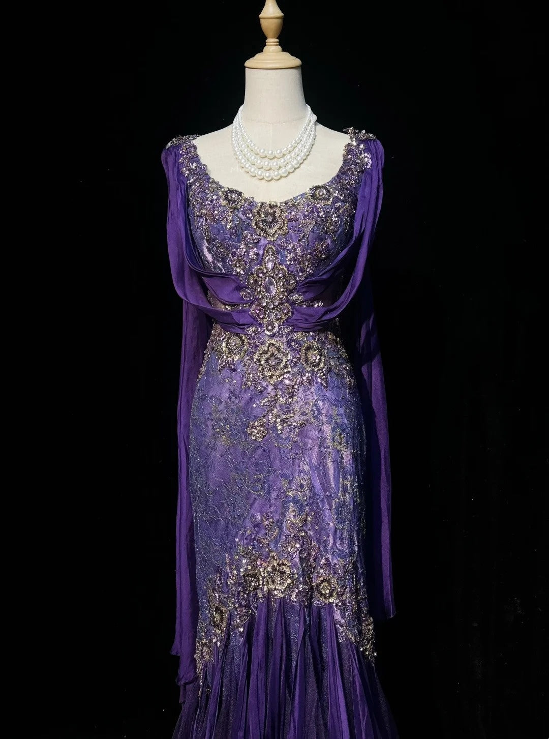 Purple Prom Dress Inspo Mermaid Square Neck Chiffon With Gold Beaded Birthday Outfits Formal Party Gown RC0129