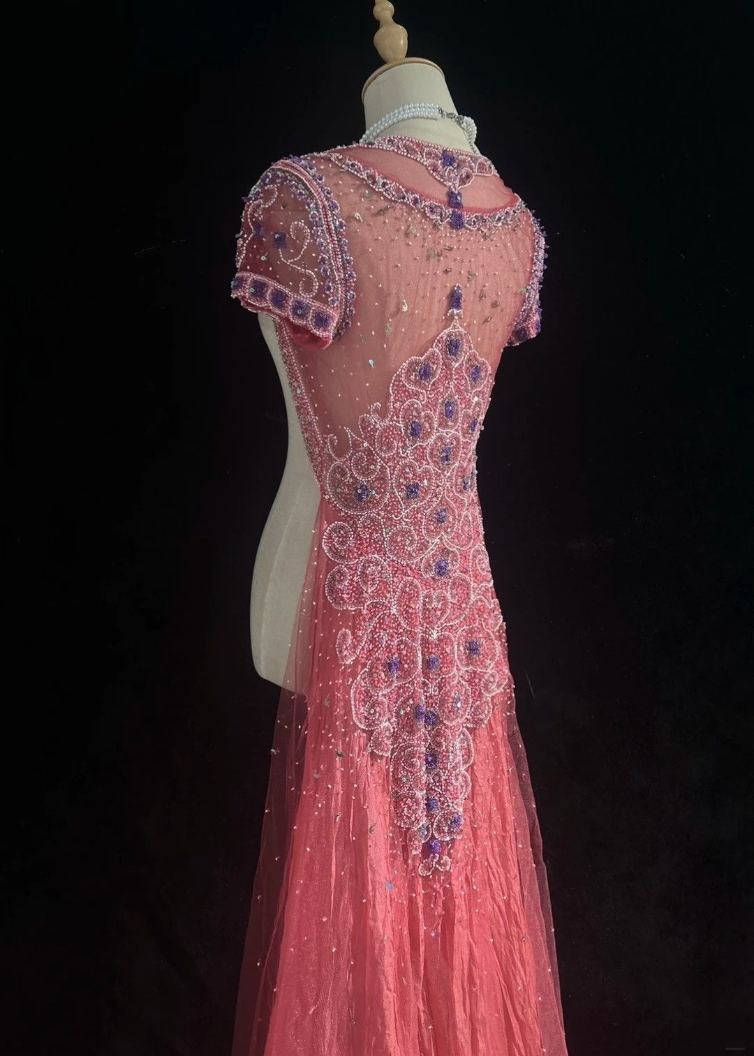 Coral Prom Dress Inspo A Line Spaghetti Straps Chiffon With Beading Long Formal Party Gown RC0091
