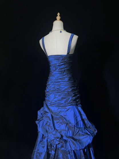 Vintage Prom Dresses 1950s Retro Classy Mermaid Sweetheart Navy Blue Taffeta Evening Outfits With Jacket N3012