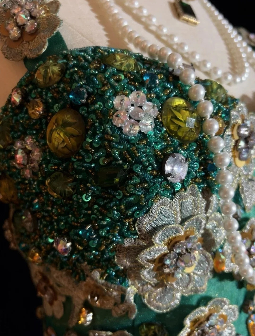 Vintage Prom Dresses Mermaid Sweetheart Green Tulle 70s With Beads Appliqued Formal Gown N2533