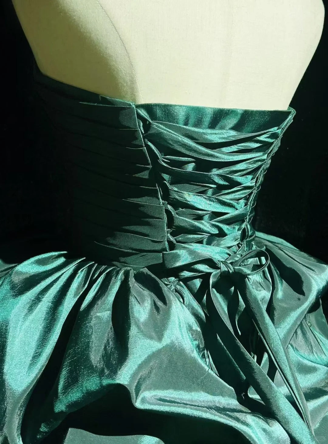 Dream Ball Gown Sweetheart Dark Emerald Green Taffeta 18th Birthday Gown Homecoming Dresses N3805