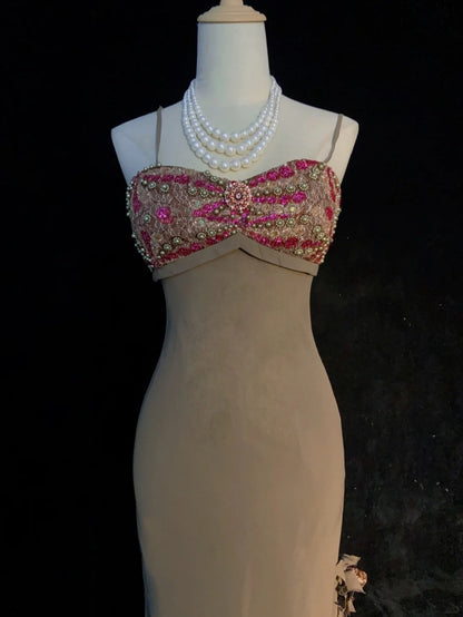Vintage Prom Dresses 90s Mermaid Spaghetti Strap Chiffon Long Semi Formal Evening Outfits N3655
