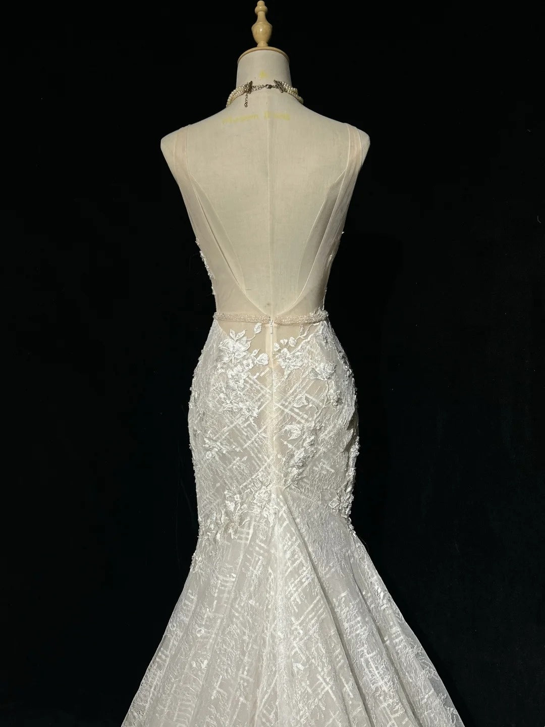 Sparkly Wedding Dresses Mermaid V Neck Ivory Lace Long Brides Dress Bridal Gown N2930