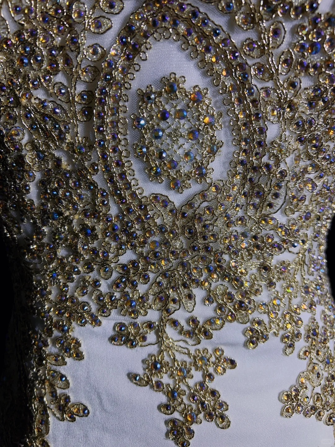 Vintage Prom Dresses Inspo Mermaid Spaghetti Strap White With Gold Lace For Women Formal Dress N3221