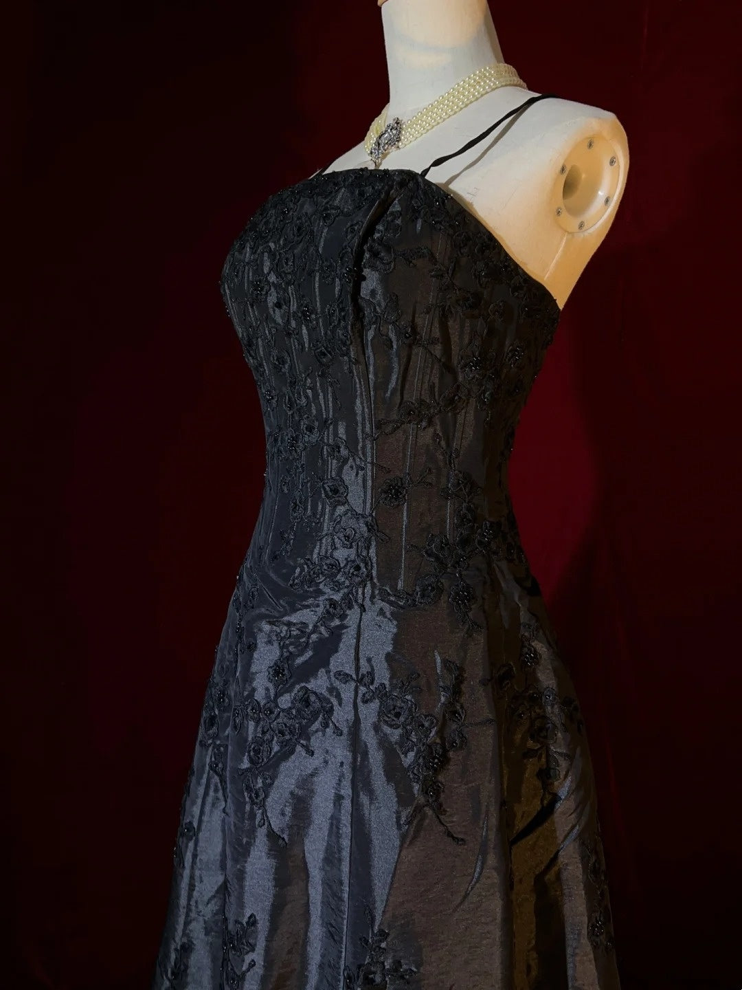 Modest Prom Dresses Inspo A line Spaghetti Strap Black Satin With Appliqued For Women Formal Dress N3214