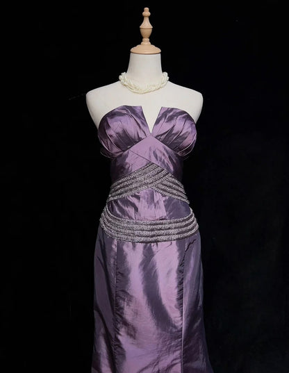 Dreamy 90s Prom Dresses Mermaid Sweetheart Grape With Beading Formal Evening Outfits N3833
