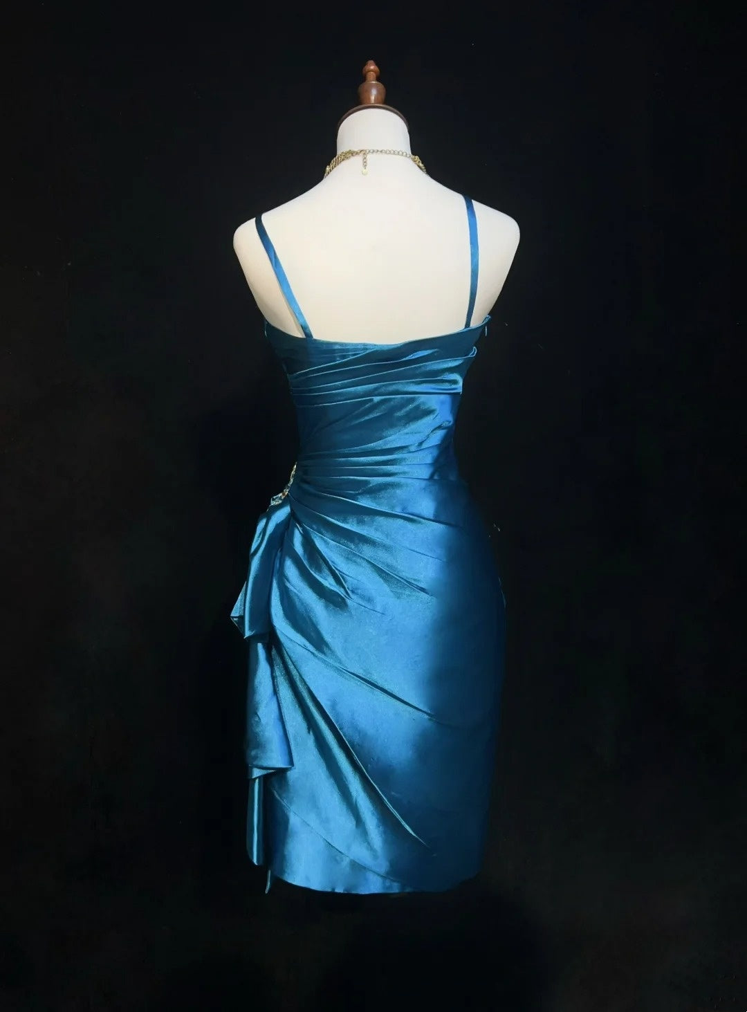 Vintage Sheath Spaghetti Strap Blue Satin Mini Short Y2K Ideas Senior Homecoming Dresses Hoco Gowns N3099