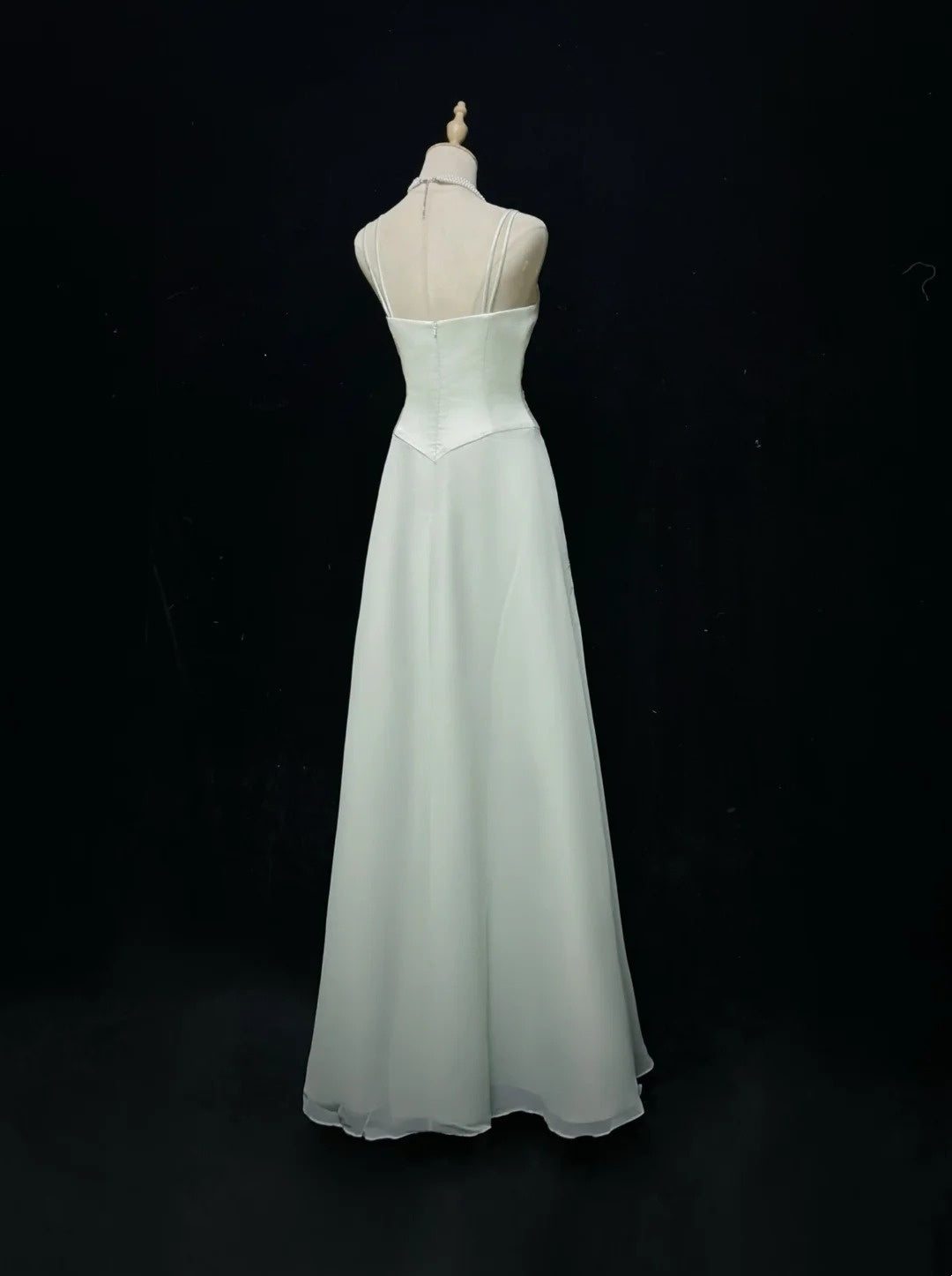 Vintage Prom Dresses A Line Spaghetti Straps Mint Green Embroidery Satin 2000s Long Party Evening Formal Gown RC1146