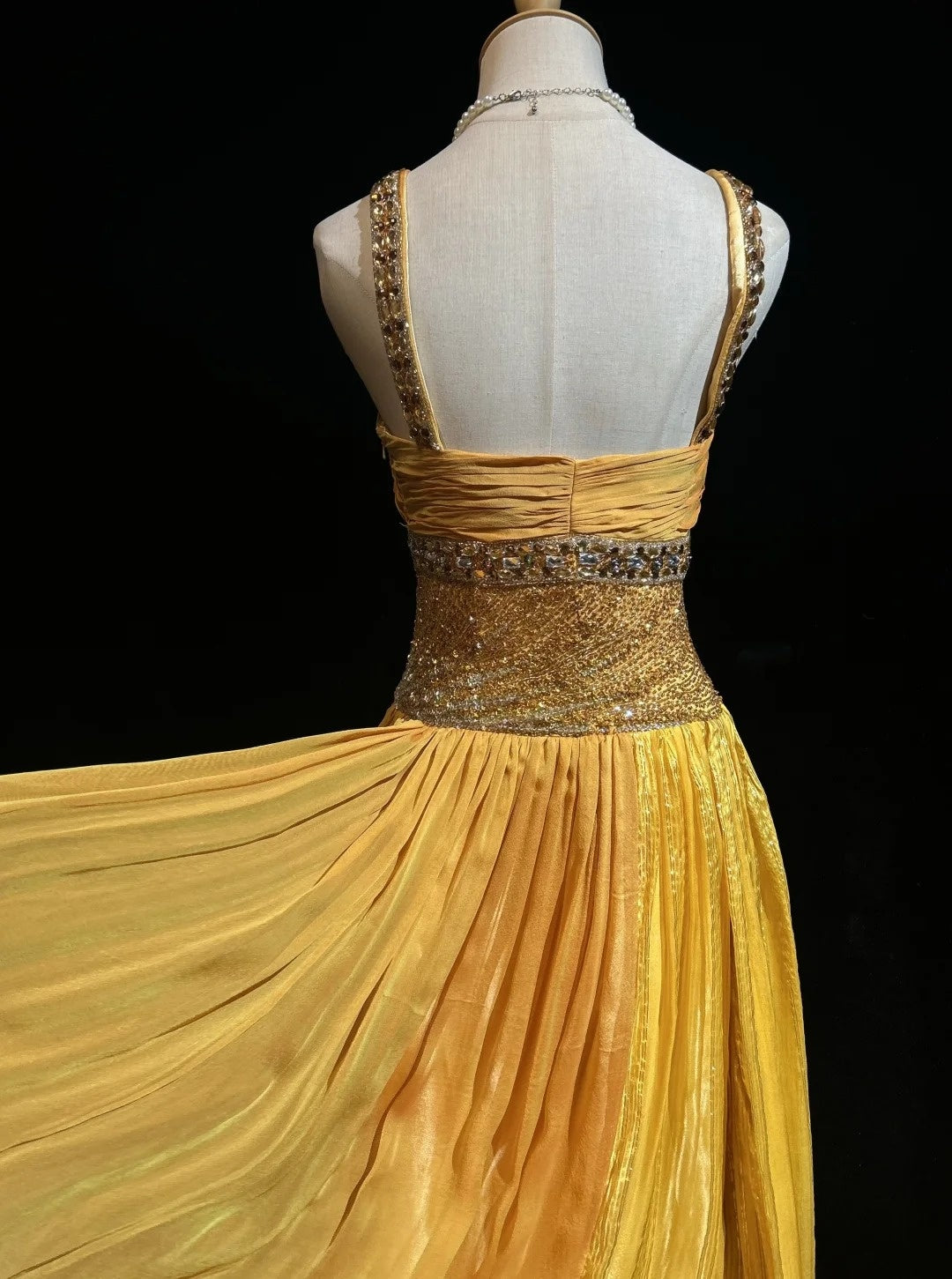 Elegant A line Square Yellow With Beading 18th Birthday Elegant Outfit Formal Prom Dresses N4198