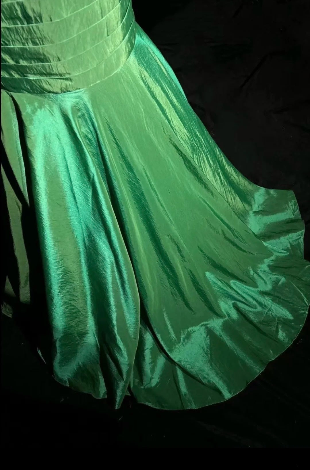 Vintage Prom Dresses Mermaid One Shoulder Green Pleated 90s Long Formal Evening Gown N2647