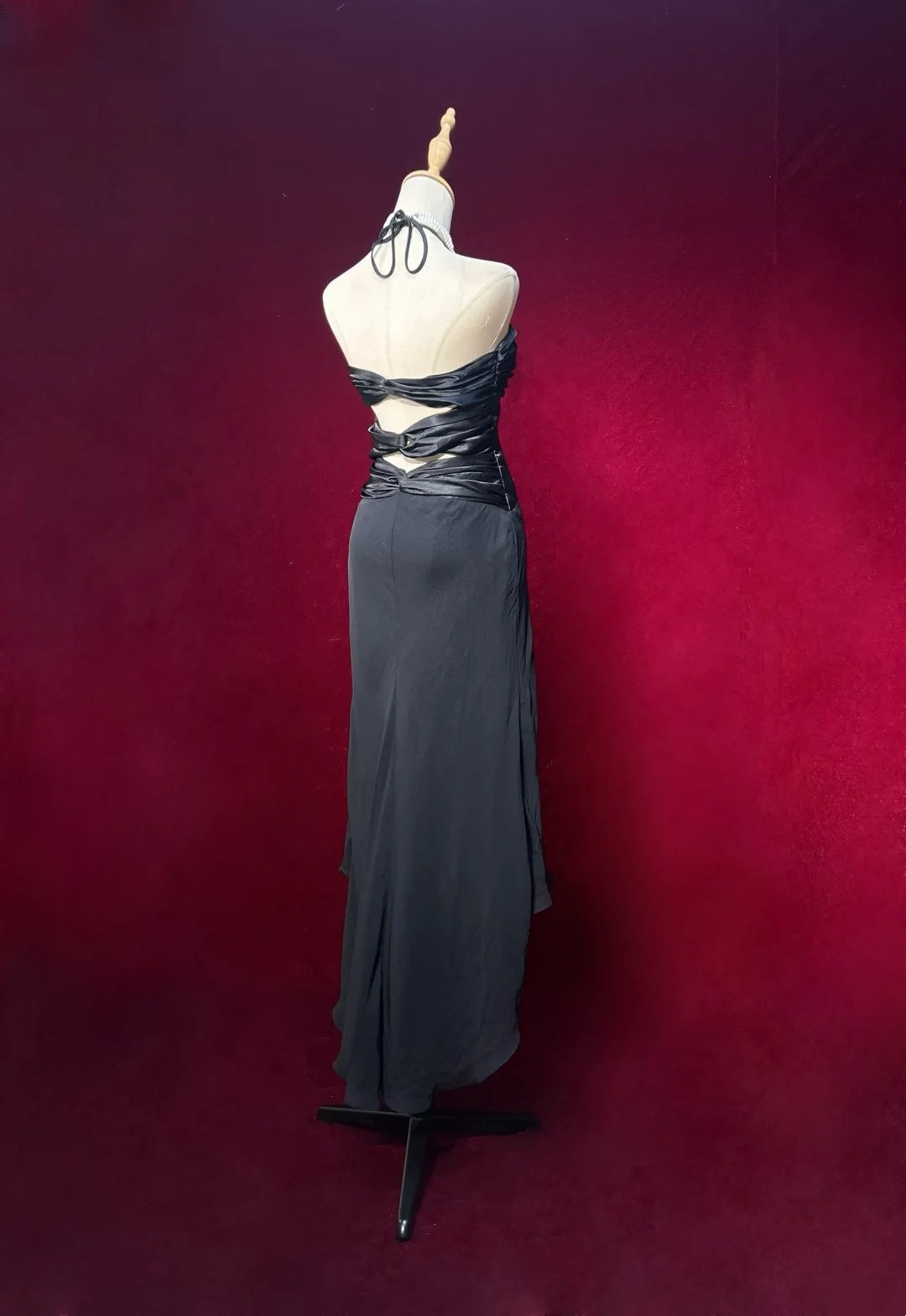 Black Prom Dress Inspo A line Halter Chiffon Satin 18th Birthday Outfits Formal Party Gown RC0114