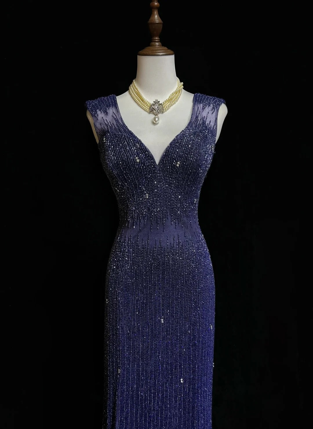 Vintage Prom Dresses Mermaid V Neck Royal Blue 90s With Backless Beading Long Formal Party Dress N2505