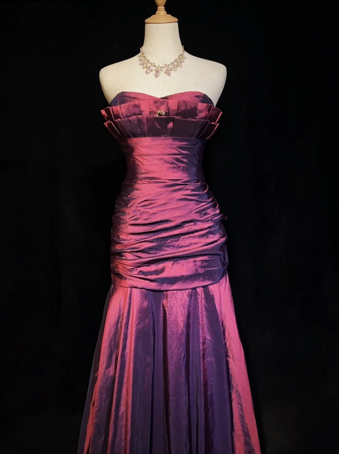 Vintage Prom Dresses Mermaid Sweetheart Purple Satin 90s With Ruffles Long Formal Party Dress N2513