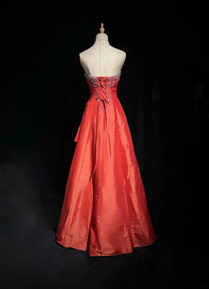 Glamour Prom Dresses Ball Gown Sweetheart Rust Red With Beading Formal Evening Outfits N3818