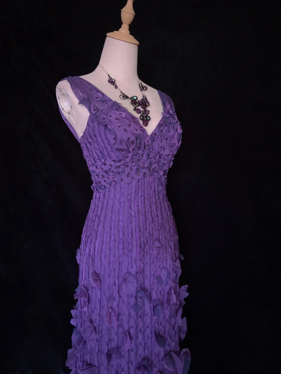 Vintage Prom Dresses Mermaid V Neck Grape Chiffon With Beading 80s Long Formal Evening Outfits N3884