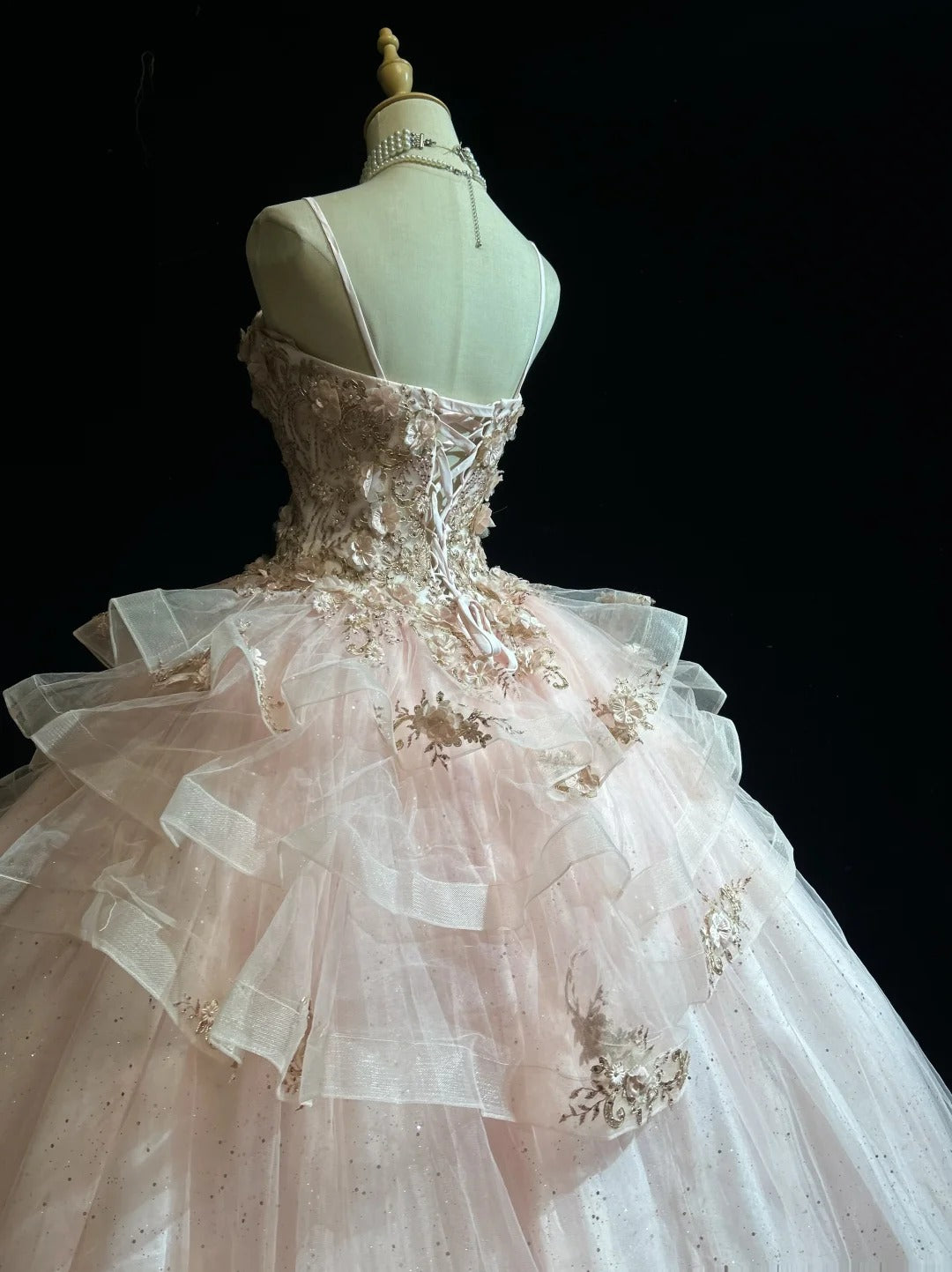 Sweet Ball Gown Spaghetti Strap Tulle With Flowers Sweet 16 Dresses Quinceanera Dress Long 15 Vestidos De Fiesta N4219