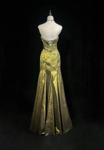 Olive Green Prom Dress Inspo Mermaid Sweetheart Satin With Ruffled Birthday Outfits Formal Party Gown RC0118