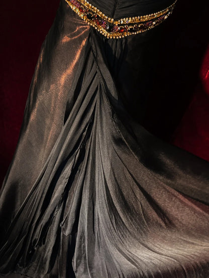 Vintage Prom Dresses 80s Mermaid Halter Black Tie Dress With Beading Semi Formal Evening Outfits N3643