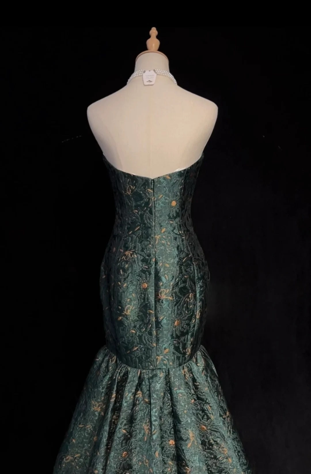 Classy Prom Dresses Mermaid Sweetheart Dark Green Floor Length Lace Satin Formal Evening Dress N3707