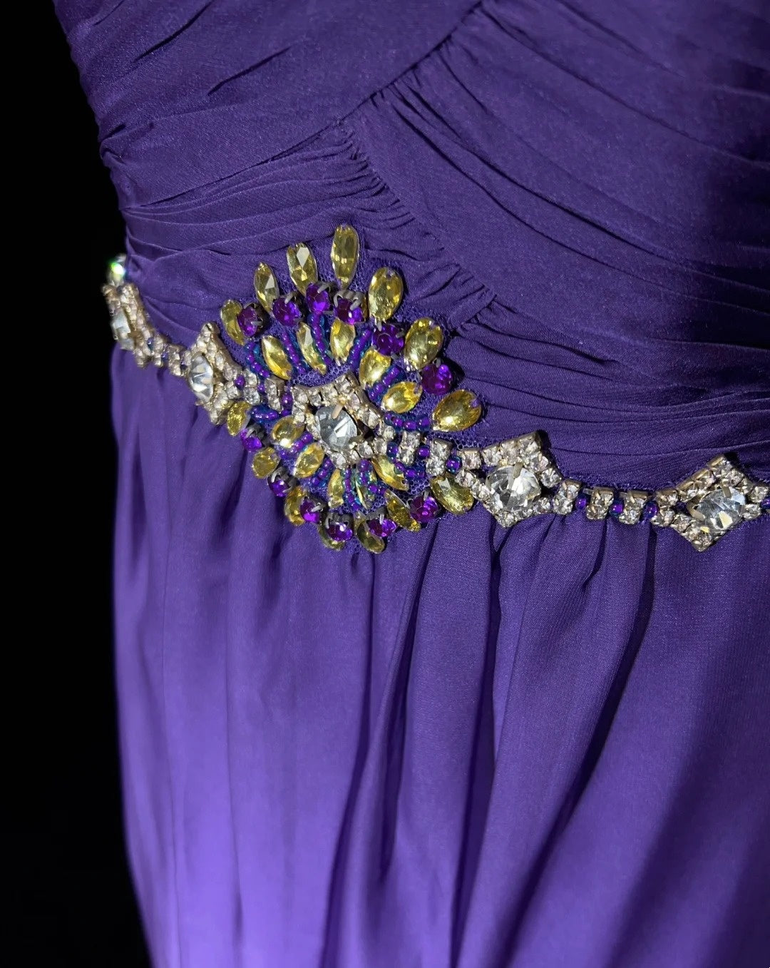 Vintage Prom Dresses Inspo A Line Halter Gradient Grape Chiffon Long 1990s With Beading Formal Gowns N3338