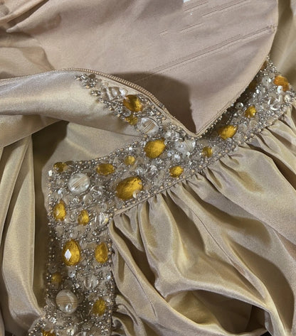 Vintage Prom Dresses Inspo Mermaid Spaghetti Strap Yellow Taffeta Long 1990s With Beading Formal Gowns N3328