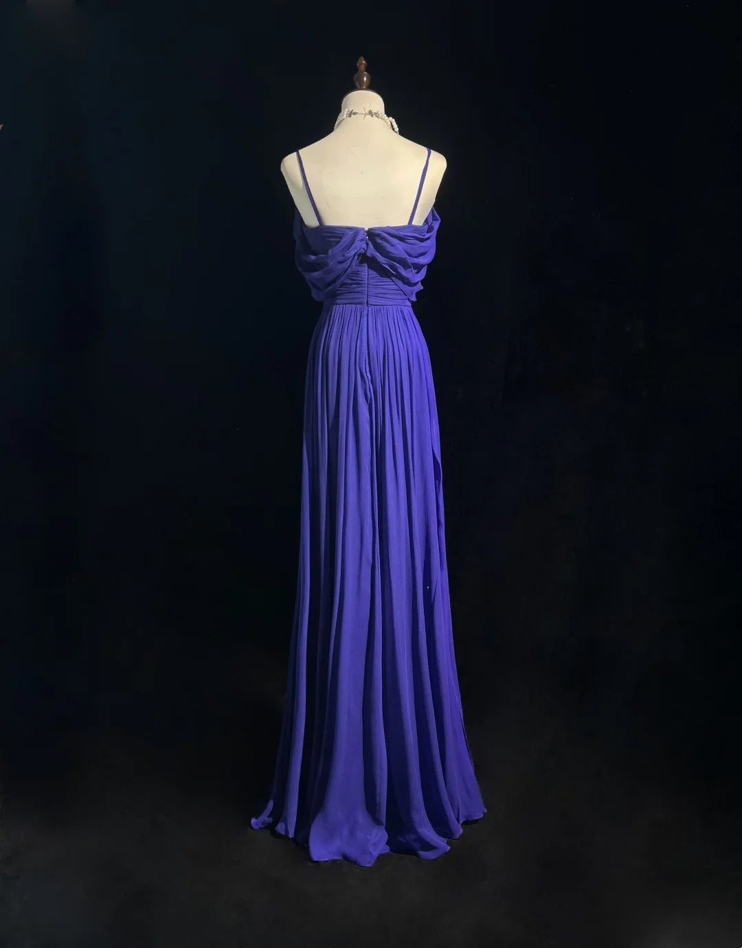 Vintage Prom Dresses A line Spaghetti Strap Royal Blue 90s With Ruffles Beading Long Formal Party Dress N2506
