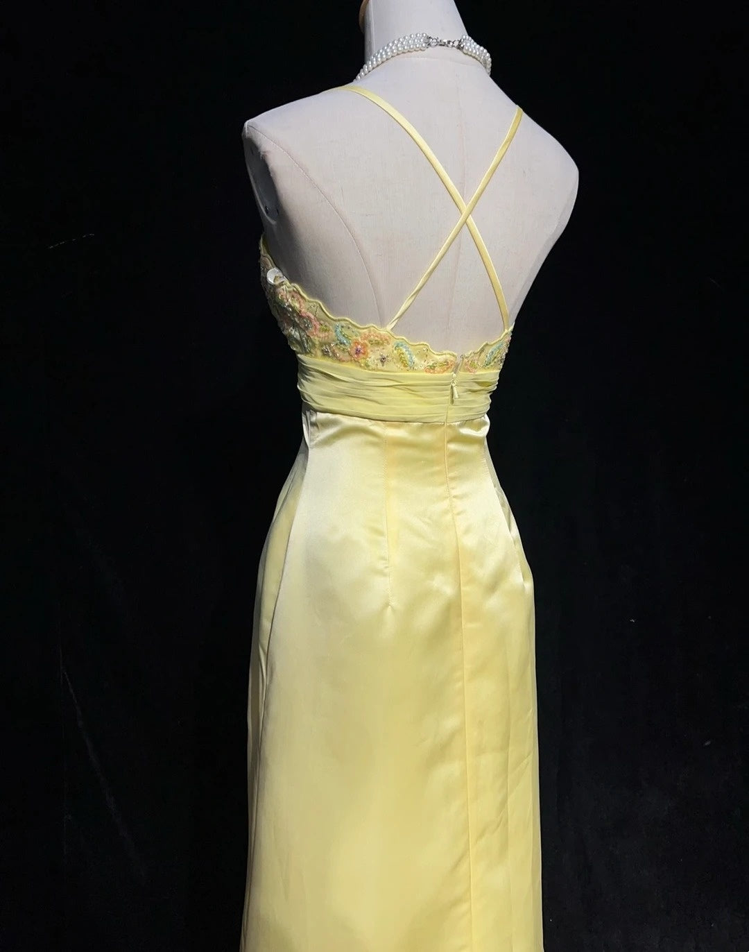 Stunning Prom Dresses Mermaid Spaghetti Strap Yellow Sleeveless Chiffon Long Formal Gown N2870