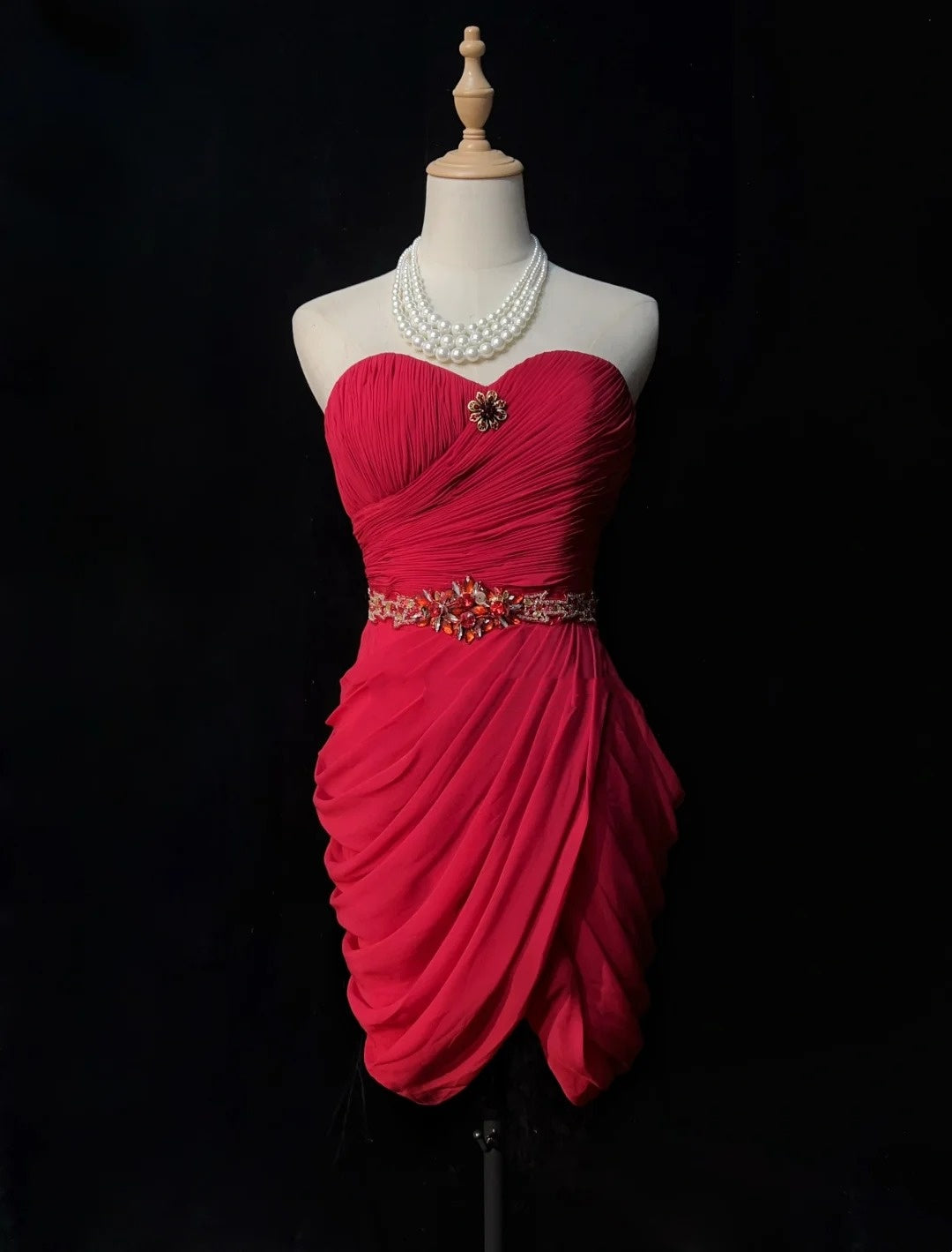 Cute Sheath Sweetheart Red Chiffon Short Mini 18th Birthday Gown Homecoming Dresses N3681