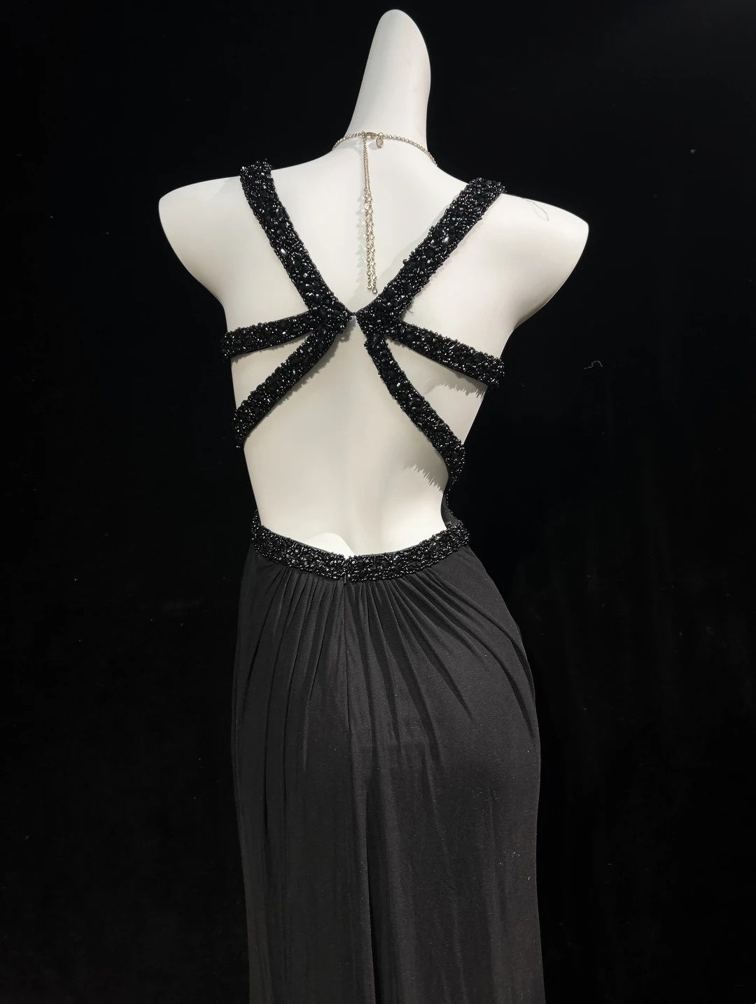 Black Prom Dress Inspo Mermaid Cowl Neck Backless With Beading 18th Birthday Outfits Formal Party Gown RC0127