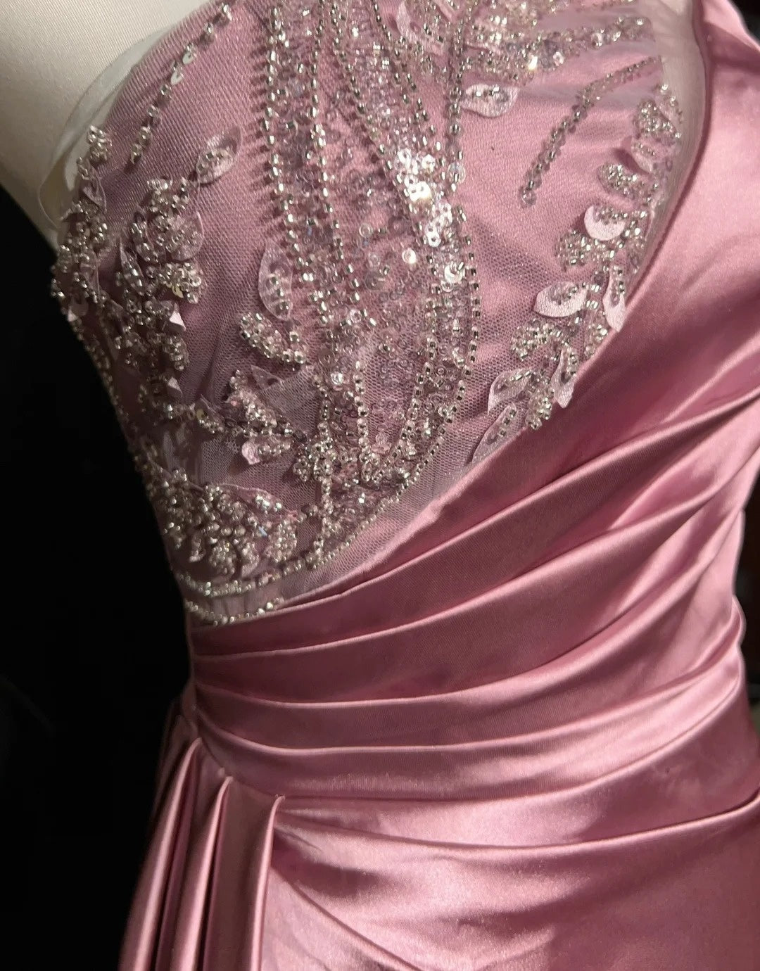 Vintage Prom Dresses Inspo Mermaid One Shoulder Satin With Beads Slit 80s Long Formal Gown N2735