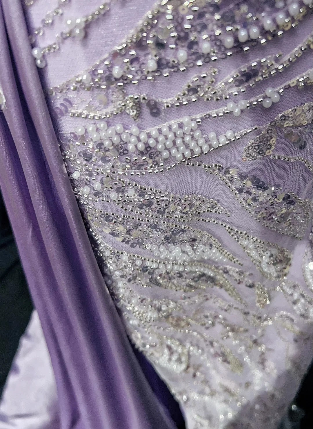 Vintage Prom Dresses Inspo Mermaid Strapless Lilac Sequined With Slit Beads 80s Long Formal Gown N2742